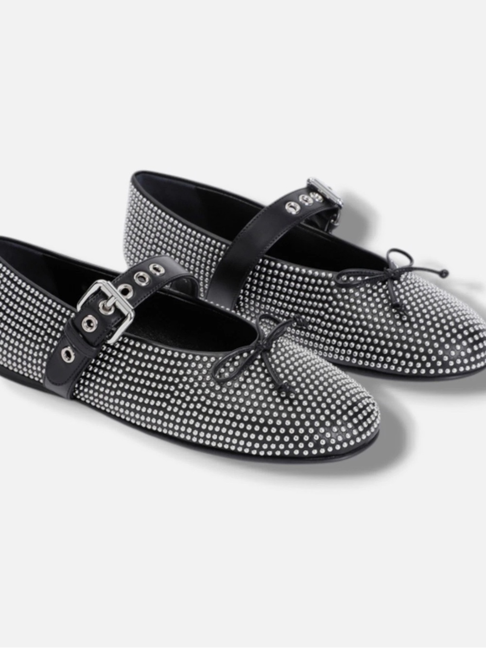 Miu Miu Black Crystal-Embellished Mary Jane Flats